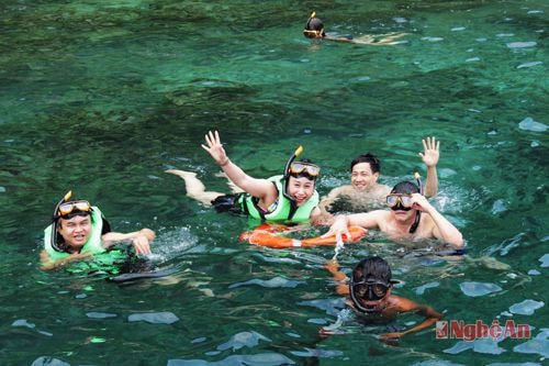 Tại đây du khách cũng có thể được hòa mình cùng sóng nước, được lặn ngắm san hô và cá biển
