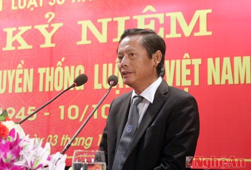 Tiến sỹ, Luật sư Phan Trung Hoài, Phó chủ tịch Liên đoàn luật sư Việt Nam ghi nhận những kết quả mà Đoàn Luật sư Nghệ An đạt được trong thời gian qua