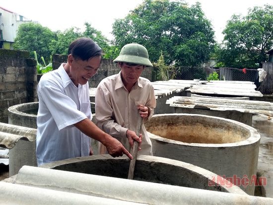 Chế biến nước mắm tại gia đình ông Nguyễn Tài Thắng ở khối Hải Bình, phường Nghi Hải  (TX. Cửa Lò). Ảnh: Thanh Vân