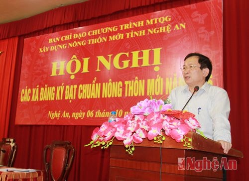 Đồng chí Đinh Viết Hồng, Phó chủ tịch UBND tỉnh yêu cầu các cấp, ngành, địa phương tích cực vào cuộc  thực hiện NTM và quyết tâm 85 xã về đích NTM trong năm 2015