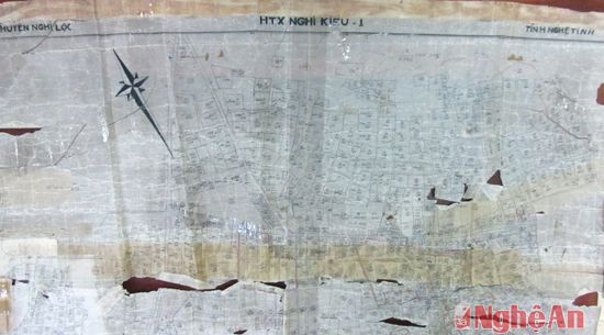 Tờ bản đồ 299 lưu giữ tại xã Nghi Kiều