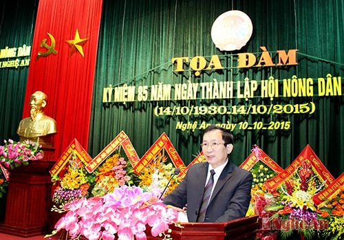 Đồng chí Đinh Viết Hồng, Phó chủ tịch UBND tỉnh đã ghi nhận, biểu dương những kết quả mà các cấp hội nông dân đã đạt được trong thời gian qua, đồng thời mong muốn Hội tiếp tục phát huy truyền thống trong thời gian tới