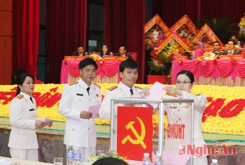 Các đại biểu bỏ phiếu. 