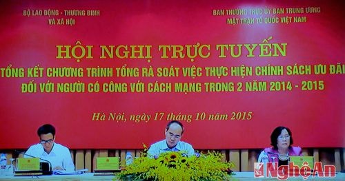 Các đồng chí chủ trì hội nghị trực tuyến toàn quốc.