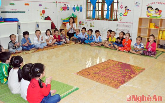 Một lớp học cho trẻ 5 tuổi ở Trường mầm non Mường Xén, Kỳ Sơn