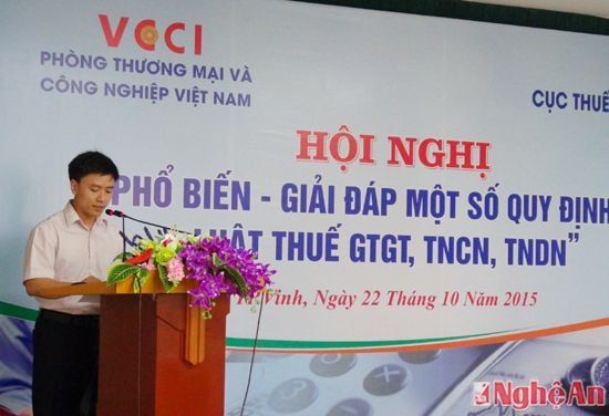 Đại diện của VCCI Nghệ An tập huấn chính sách thuế