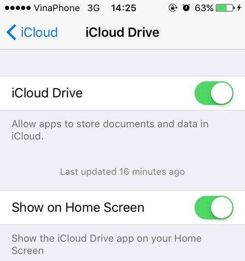 Đưa iCloud Drive ra màn hình chính