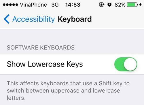 Tắt chế độ chuyển phím chữ thường trên bàn phím iOS 9