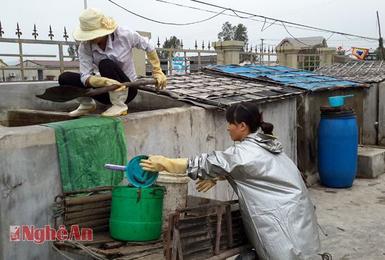 Chế biến nước mắm tại Làng nghề nước mắm Phú Lợi (phường Quỳnh Dỵ - TX. Hoàng Mai).