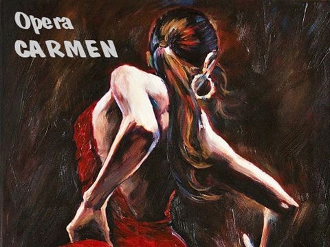 Poster giới thiệu vở Carmen, một bi kịch tình yêu dữ dội