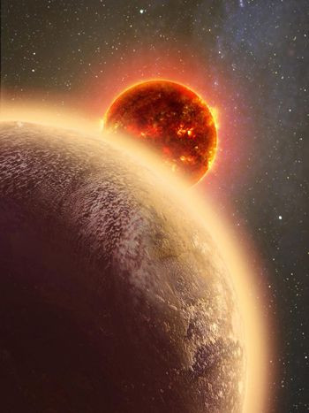 GJ 1132b, hành tinh đá giốn Trái Đất, xoay quanh sao chủ của nó, một ngôi sao lùn đỏ kích cỡ bằng 1/5 Mặt Trời. Ảnh minh họa: NASA