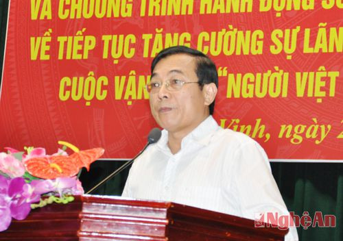 Đồng chí Nguyễn Văn Huy, Chủ tịch Ủy ban MTTQ tỉnh, phó Ban chỉ đạo quán triệt kêt