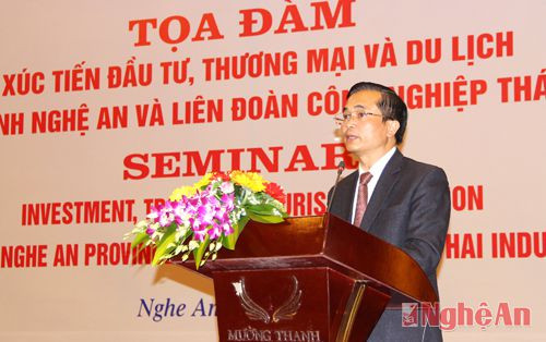 Đồng chí Phó Chủ tịch UBND tỉnh Lê Ngọc Hoa cam kết tạo điều kiện thuận lợi cho các doanh nghiệp Thái Lan tìm hiểu và đầu tư vào Nghệ An.