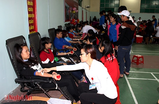 Đã có gần 1 000 sinh viên của Trường Đại học Kinh tế và các trường đại học, cao đẳng trên địa bàn thành phố Vinh tham gia Ngày hội hiến máu tình nguyện