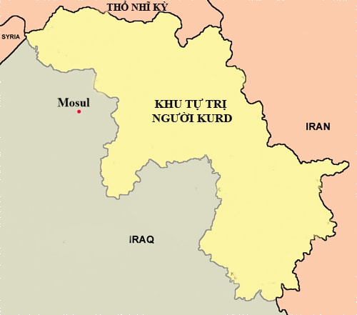 Khu vực tự trị của người Kurd ở miền bắc Iraq. Đồ họa: Wikipedia