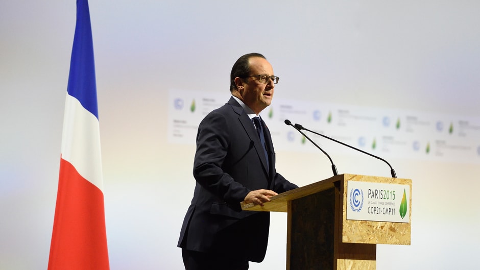 Tổng thống Pháp Hollande tuyên bố khai mạc Hội nghị COP21 vào ngày 30/11. Ảnh: Le Monde.