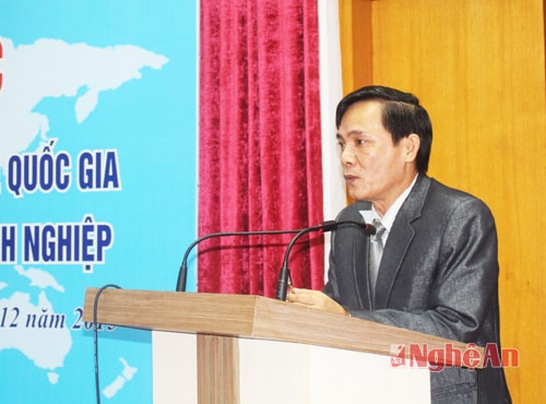 Đồng chí Trần Quốc Thành - Giám đốc Sở Khoa học & Công nghệ nhấn mạnh tầm quan trọng của việc đổi mới công nghệ trong thời kỳ hội nhập. 
