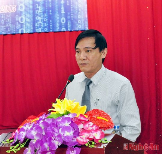 Đồng chí Trần Quốc Thành - Giám đốc Sở KH và CN phát biểu tại lễ phát động cuôc thi