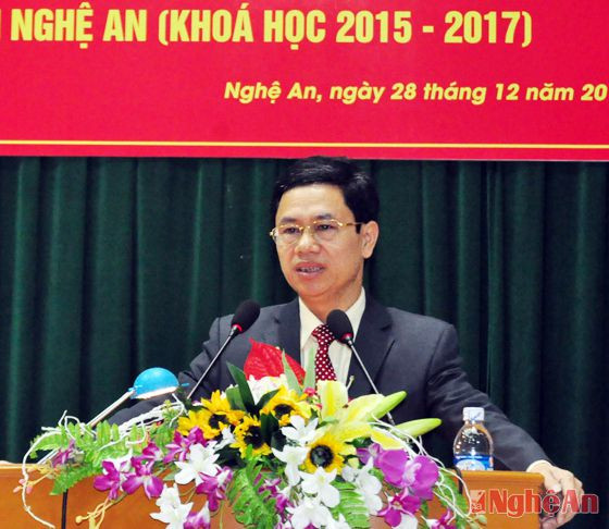 Đồng chí Nguyễn Xuân Sơn - Phó Bí thư Thường trực Tỉnh ủy phát biểu 
