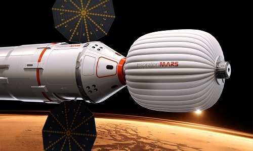 Tàu SpaceX Dragon trang bị buồng ở có thể phình to. Ảnh: Inspiration Mars.