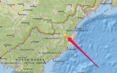 Tâm chấn trận động đất được cho là do Triều Tiên thử nghiệm bom H. Ảnh AP