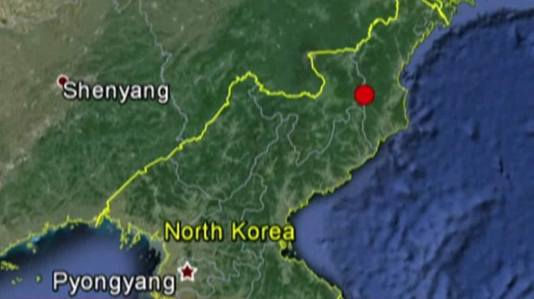 Địa điểm diễn ra vụ thử hạt nhân của Triều Tiên (chấm tròn màu đỏ). Ảnh: Internet.