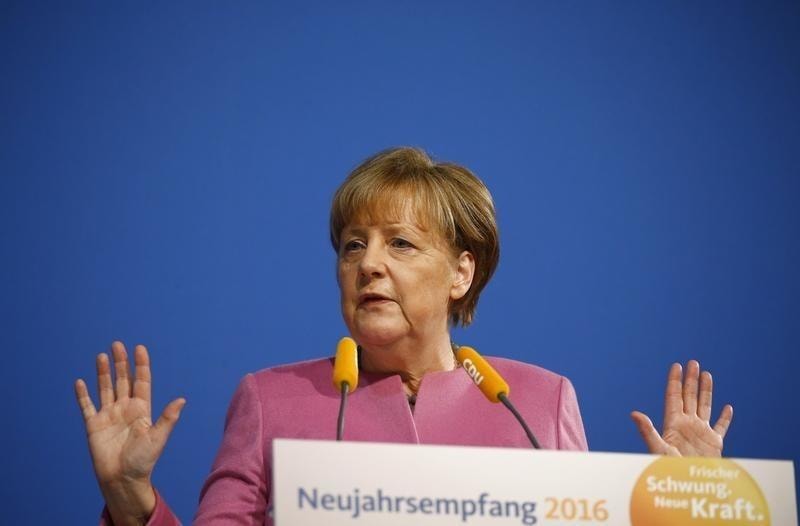 Thủ tướng Angela Merkel trong một bài phát biểu hôm 8/1 tại Mainz, Đức. Ảnh: Reuters.