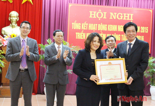 KBNN Nghệ An nhận bằng khen của Thủ tướng Chính phủ