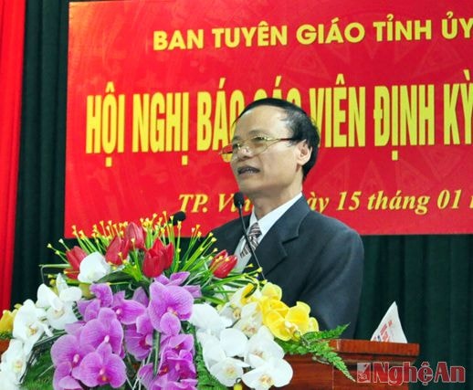 Đồng chí Phạm Văn Sơn - Trưởng phòng thông tin công tác tuyên giáo, Ban Tuyên giáo Tỉnh ủy thông tin 