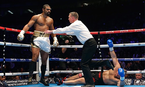 David Haye vẫn giữ được lối đánh thần tốc - thương hiệu của anh trước khi giải nghệ cách đây ba năm rưỡi. Ảnh: Reuters.