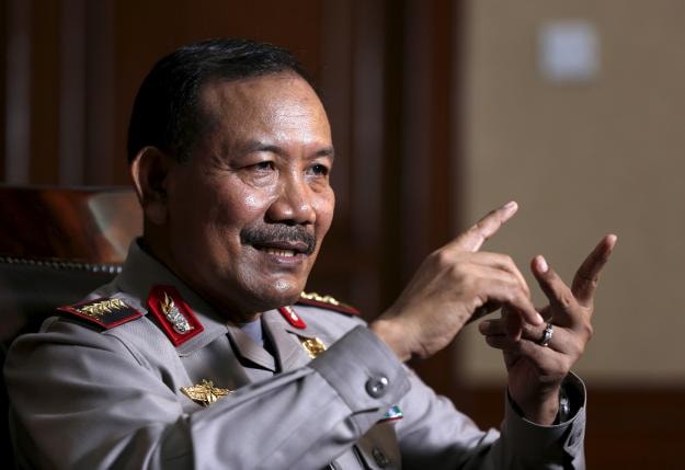 cảnh sát trưởng Indonesia Badrodin Haiti trả lời phỏng vấn hãng tin Reuters ngày 18/1. Ảnh: Reuters