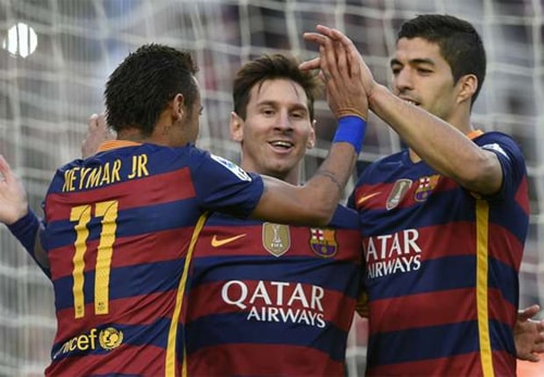 Bộ ba tiền đạo của Barca đang gây ấn tượng mạnh khắp thế giới. Ảnh: Reuters