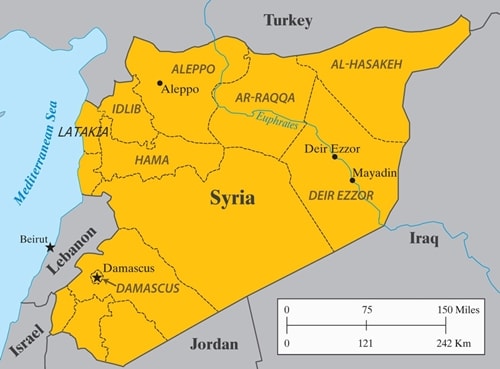 Vị trí các tỉnh ở Syria. Đồ họa: nybooks.com.