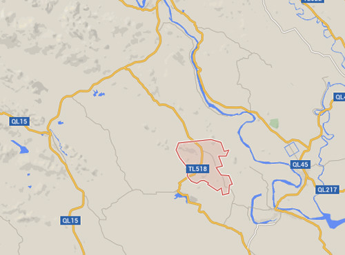 Khoanh màu đỏ là địa phận xã Yên Lâm, nơi xảy ra vụ sập mỏ đá.