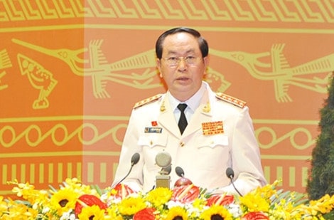 Đại tướng Trần Đại Quang, Ủy viên Bộ Chính trị, Bộ trưởng Bộ Công an phát biểu tại Đại hội XII (Ảnh: Công an nhân dân)