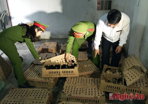 Đội Cảnh sát môi trường và Trạm thú ý thành phố Vinh kiểm tra 29 thùng cát tông bên trong có gần 3.000 gà con, vịt con.