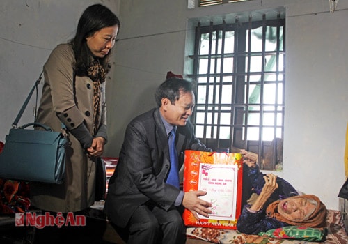 Chúc Tết mẹ Việt Nam Anh Hùng Cao Thị Nhỏ ở xóm 3 xã Diễn Thọ