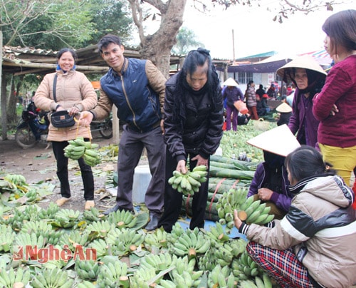 Những ngày giáp Tết, mặt hàng bán chạy nhất là chuối xanh để thờ cúng gia tiên. 