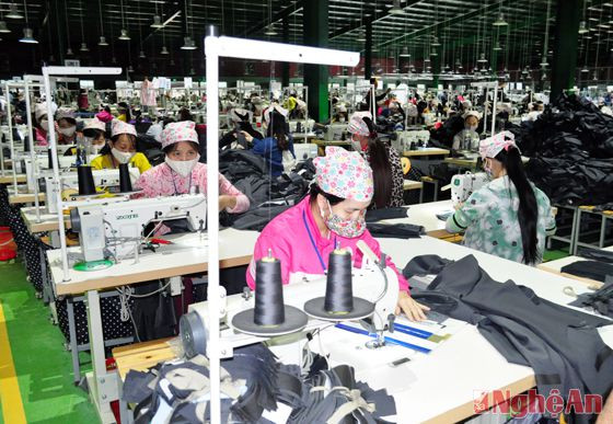 Dây chuyền may của Nhà máy may Venture, giai đoạn I tại xã Thanh Tiên thu hút 800 lao động
