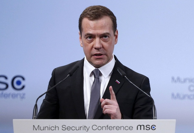 Thủ tướng Nga Medvedev phát biểu tại Hội nghị An ninh Munich, Đức. Ảnh: Internet.