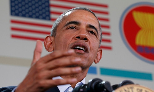 Tổng thống Mỹ Barack Obama phát biểu với báo giới sau hội nghị cấp cao Mỹ - ASEAN, tổ chức tại Sunnylands, Rancho Mirage, bang California, ngày 16/2. Ảnh: Reuters.