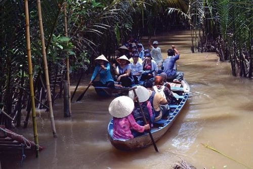 Khách du lịch miền Bắc khám phá miệt vườn tại miền Tây Nam bộ.