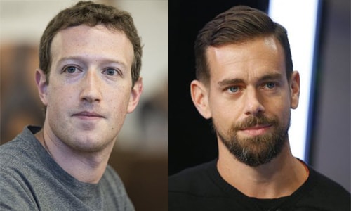 Người sáng lập Facebook Mark Zuckerberg và và người sáng lậpTwitter Jack Dorsey