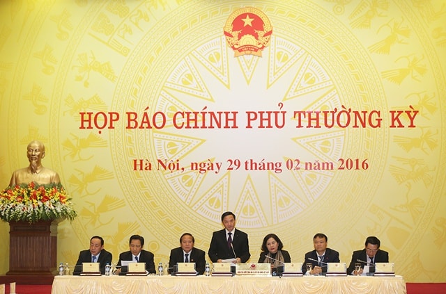 Phiên họp báo thường kỳ Chính phủ tháng 2/2016 - Ảnh: VGP/Quang Hiếu ( ảnh minh họa)