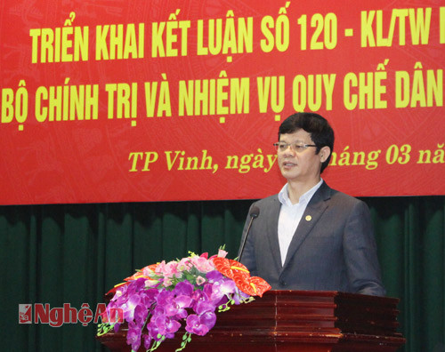 Đồng chí Lê Xuân Đại - Phó Chủ tịch UBND tỉnh phát biểu kết luận Hội nghị.