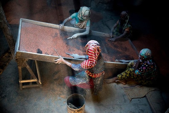 Các lao động nữ ở Bangladesh. Tác giả ABM Jahidul Islam chia sẻ, tôi chụp bức hình này tại một trại tế bần, nơi các phụ nữ làm việc dưới mái nhà lợp thiếc.