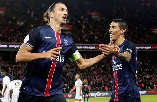 Phong độ của Di Maria và Zlatan Ibrahimovic đã giúp PSG lọt vào tứ kết  Champions League.