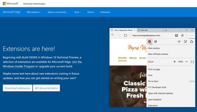 Trình duyệt Edge của Microsoft sẽ sớm hỗ trợ extension (phần mở rộng)
