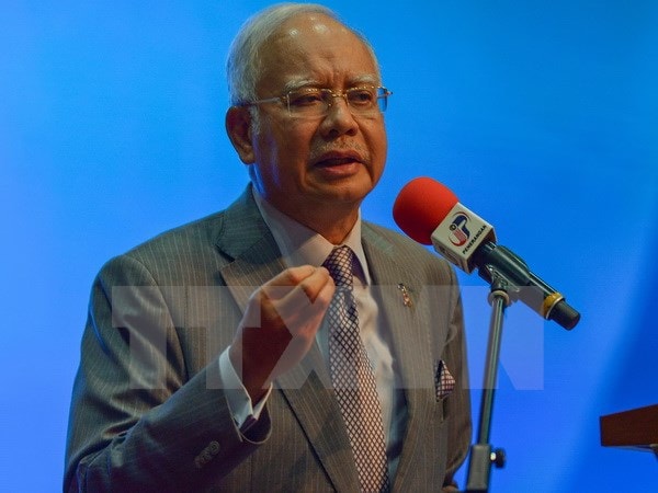 Thủ tướng Malaysia Najib Razak phát biểu trong cuộc họp báo về dự thảo ngân sách tại Kuala Lumpur ngày 28/1. (Nguồn: AFP/TTXVN)