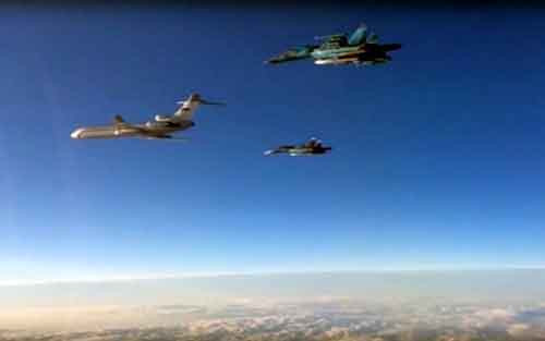 Phi đội máy bay chiến đấu đầu tiên của Nga rời khỏi Syria. Ảnh Quân đội Nga